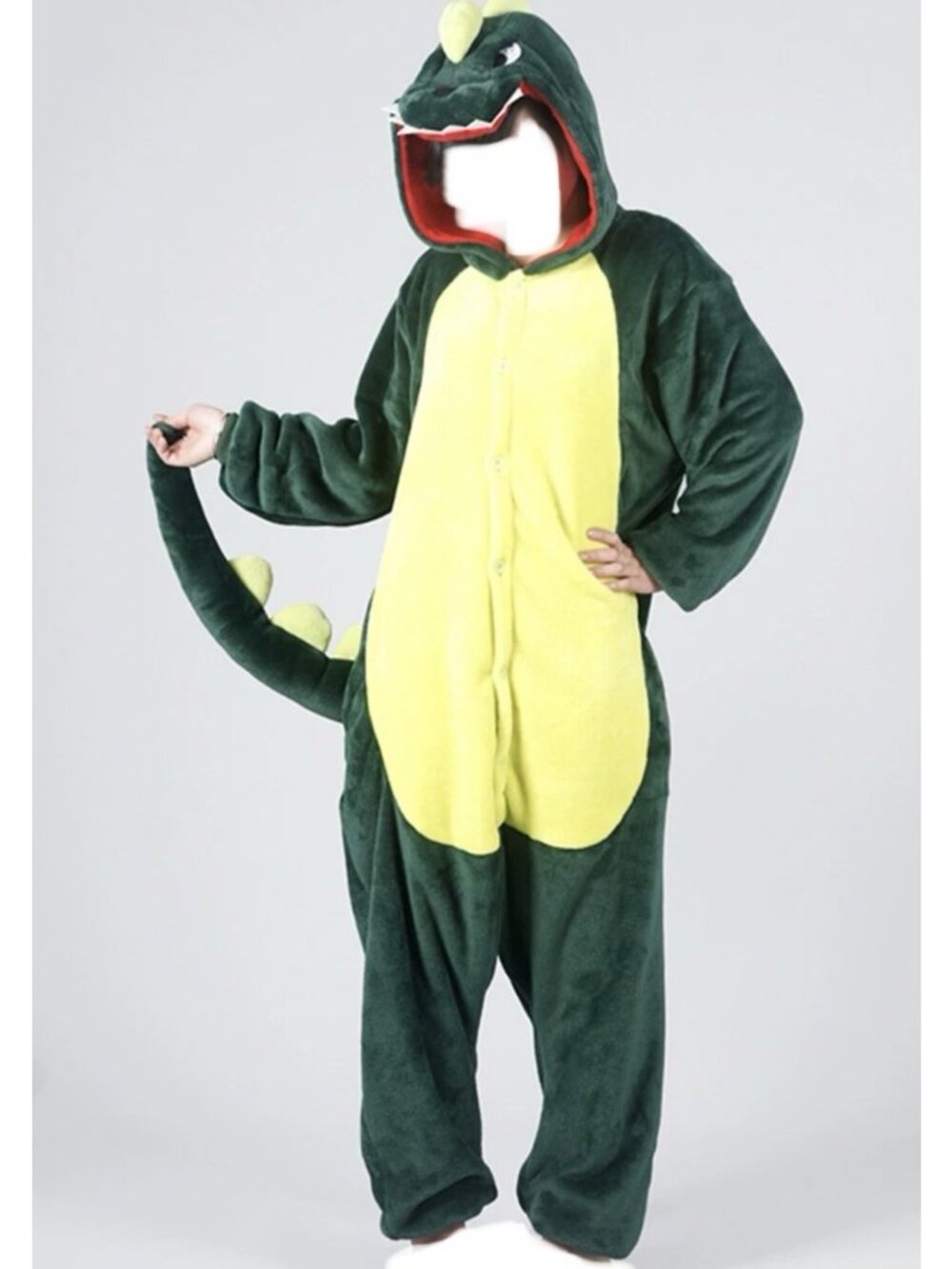 Dinosaur Costume T Rex Cosplay Halloween Reptile One Piece Pajama Green Adult L